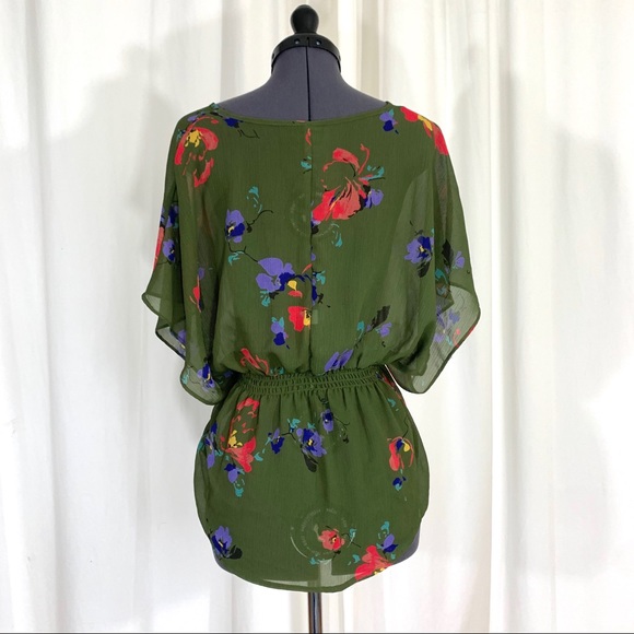 3/$15, 4/$20 Sheer Green Floral Blouse - Picture 3 of 4